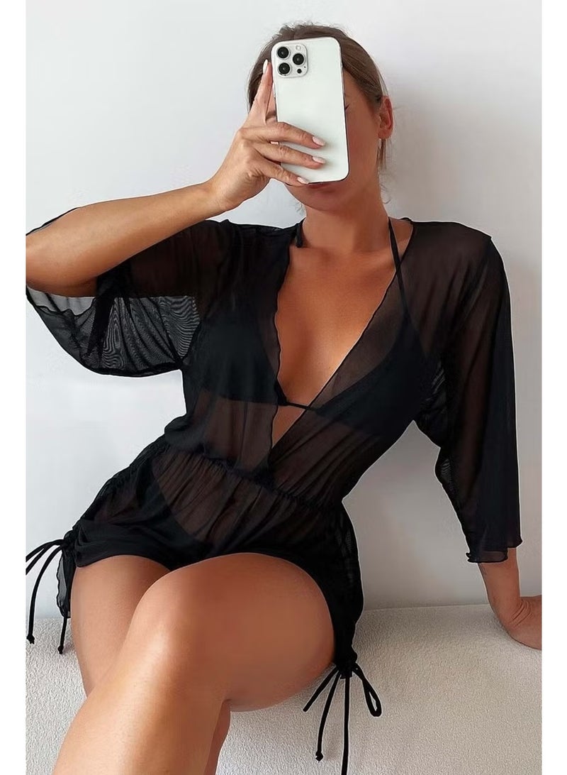 Angelsin Chiffon Pareo Beach Dress Cover Up Kimono - Image 2